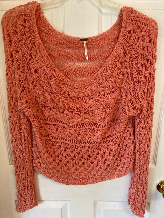 Free People Sweaters - Free People Coral Open-Knit Top